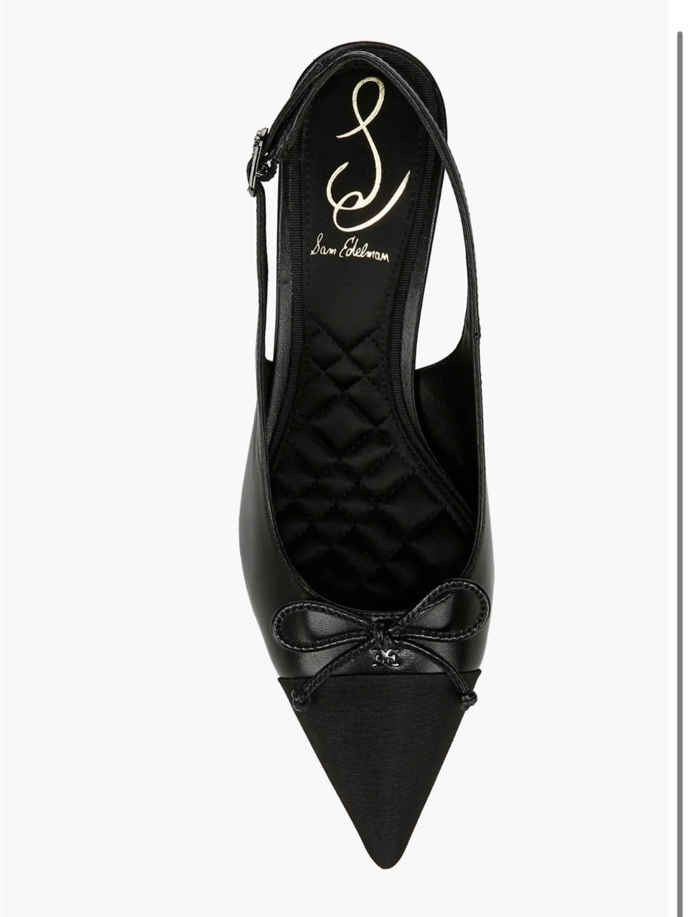 Sam Edelman Black Willette Slingback Pointed Cap Toe Pumps. Women's Size: 8.5. - Picture 3 of 12